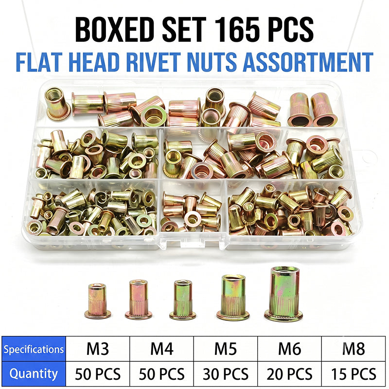 Boneroshop Carbon Steel Open End Rivet Nut Kit