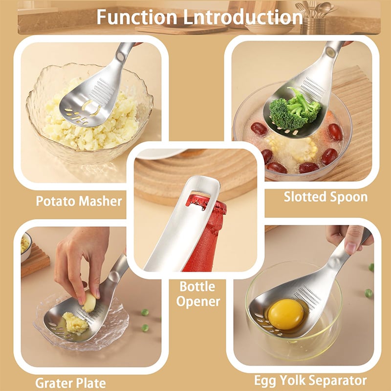 Boneroshop Multifunction Stainless Steel Cooking Grater Spoon