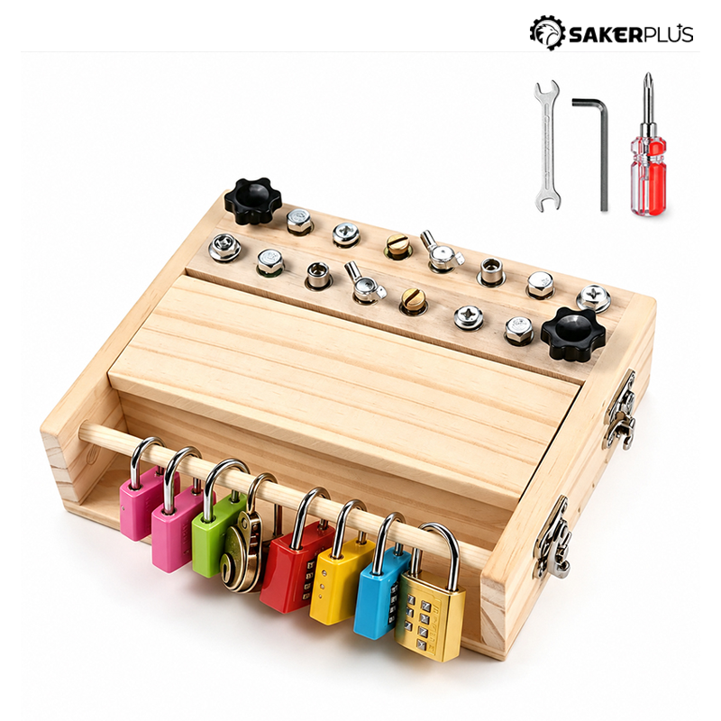 Boneroshop Wooden Screwdriver Lock & Key Activity Board