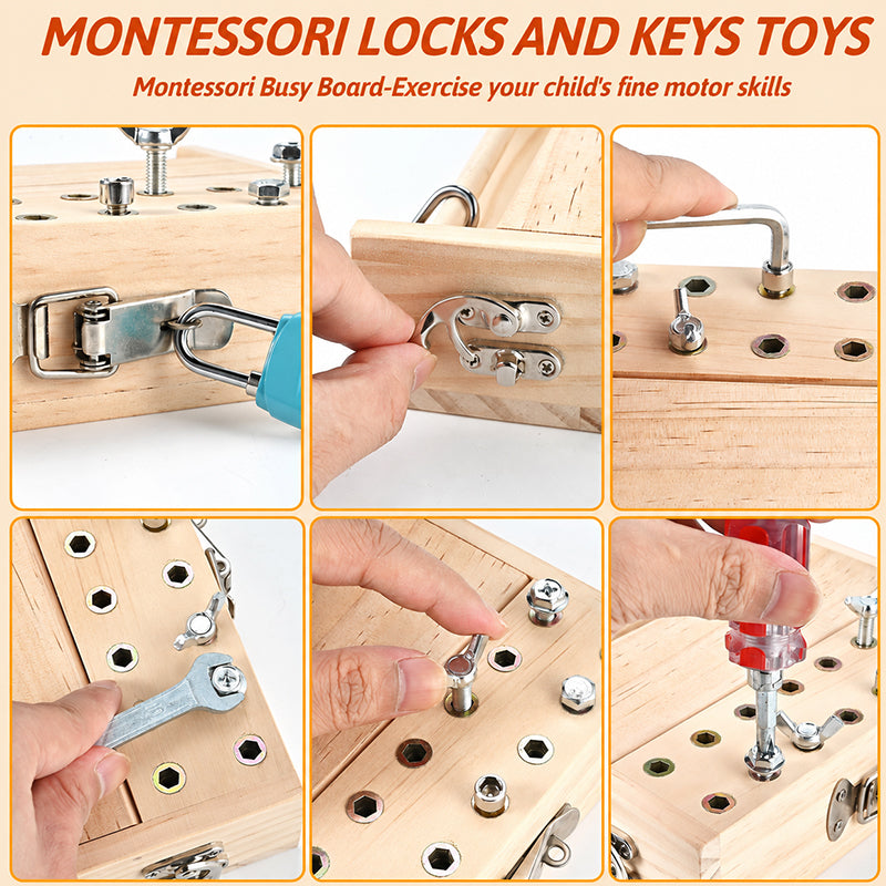 Boneroshop Wooden Screwdriver Lock & Key Activity Board