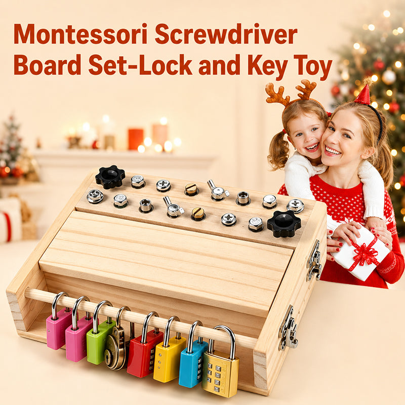 Boneroshop Wooden Screwdriver Lock & Key Activity Board