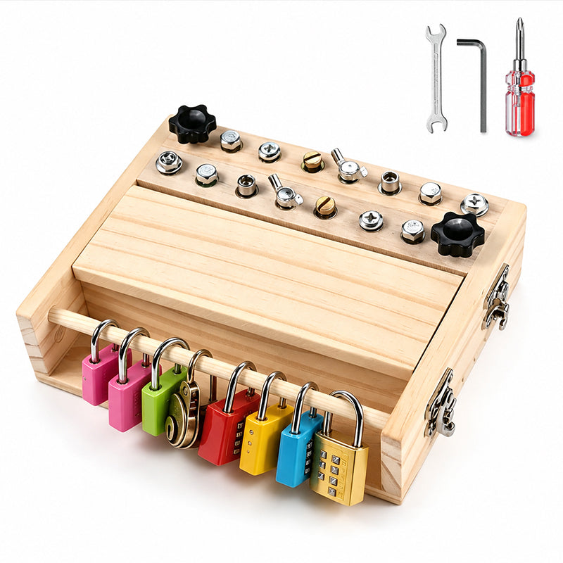 Boneroshop Wooden Screwdriver Lock & Key Activity Board