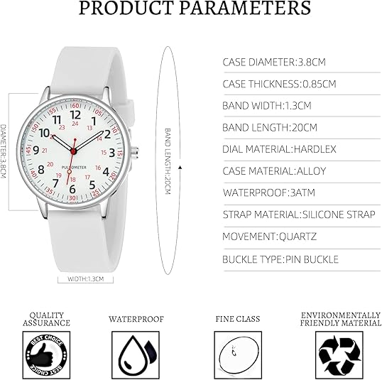 Stylish Women's Clip-On Fob Watch – Waterproof Silicone Nurse Watch in Elegant Colours