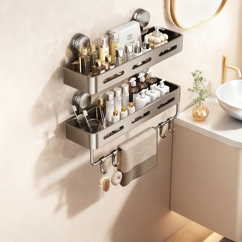 Suction Cup Bathroom Shelf, Wall-Mounted