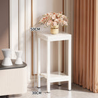 Tall Narrow Marble-Top Plant Stand Side Table with Lower Shelf and Gold Metal Frame