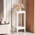 Tall Narrow Marble-Top Plant Stand Side Table with Lower Shelf and Gold Metal Frame
