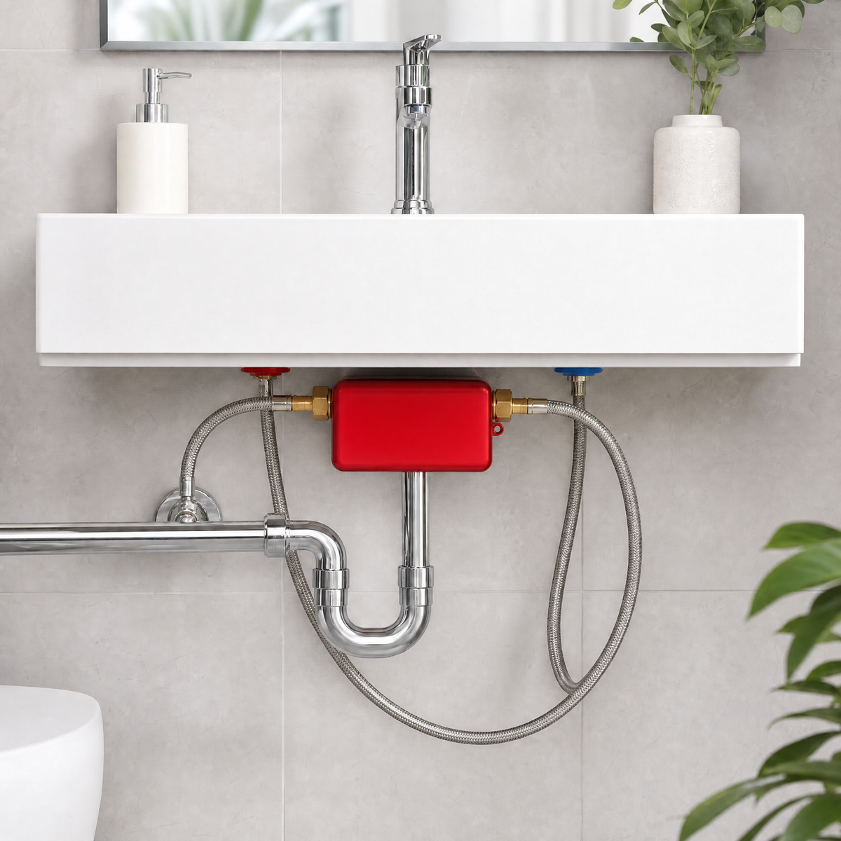 Tankless electric water heater with temperature protection