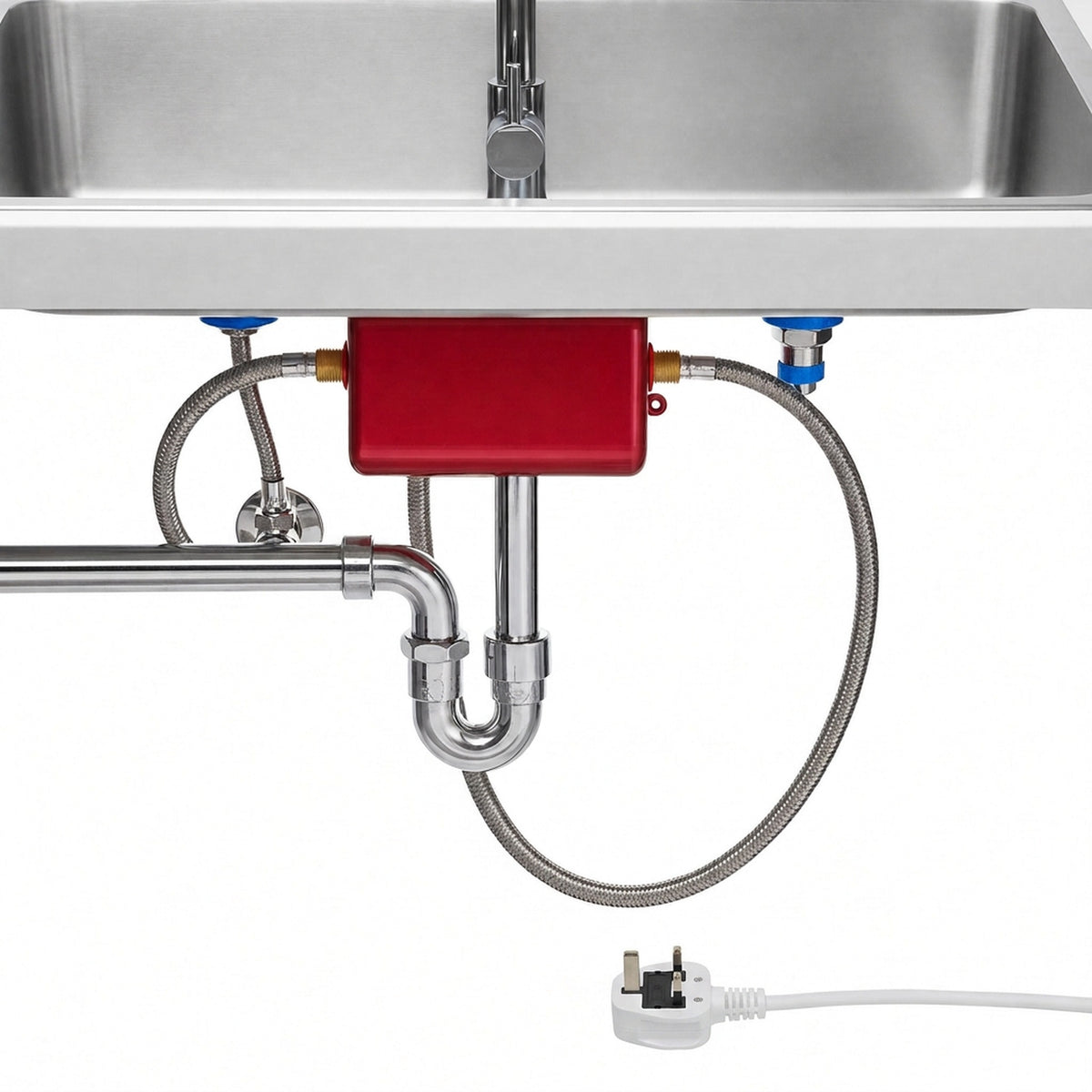 Tankless electric water heater with temperature protection