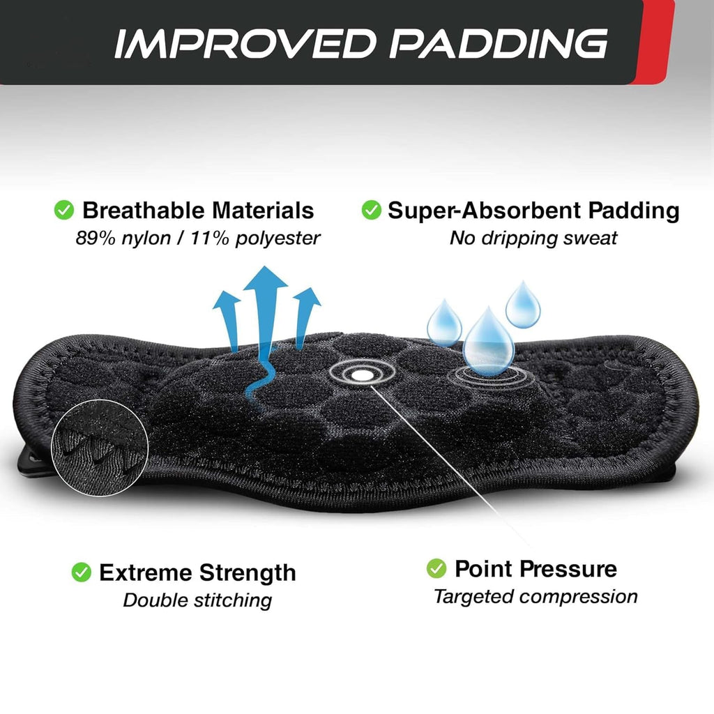 Tennis elbow brace, adjustable 3-strap compression support for tendonitis