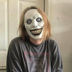Terrifying Halloween Mask, Smiling Demon Latex Mask for Adults, Creepy Mask for Parties and Cosplay, LED Versions Also A