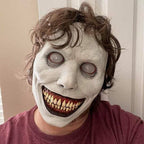 Terrifying Halloween Mask, Smiling Demon Latex Mask for Adults, Creepy Mask for Parties and Cosplay, LED Versions Also A