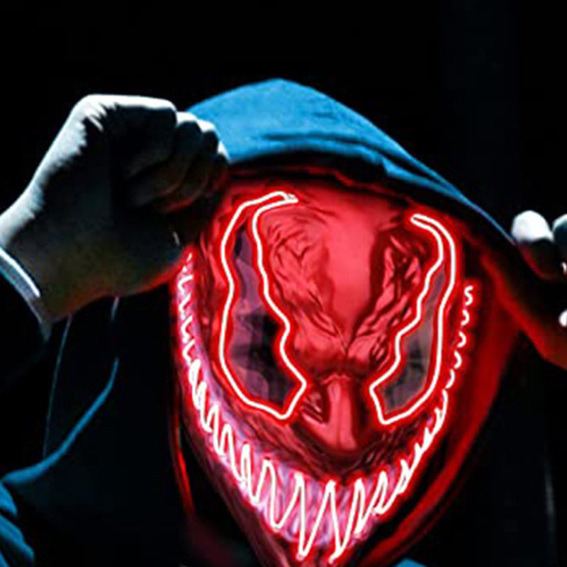 Terrifying Halloween Mask, Smiling Demon Latex Mask for Adults, Creepy Mask for Parties and Cosplay, LED Versions Also A