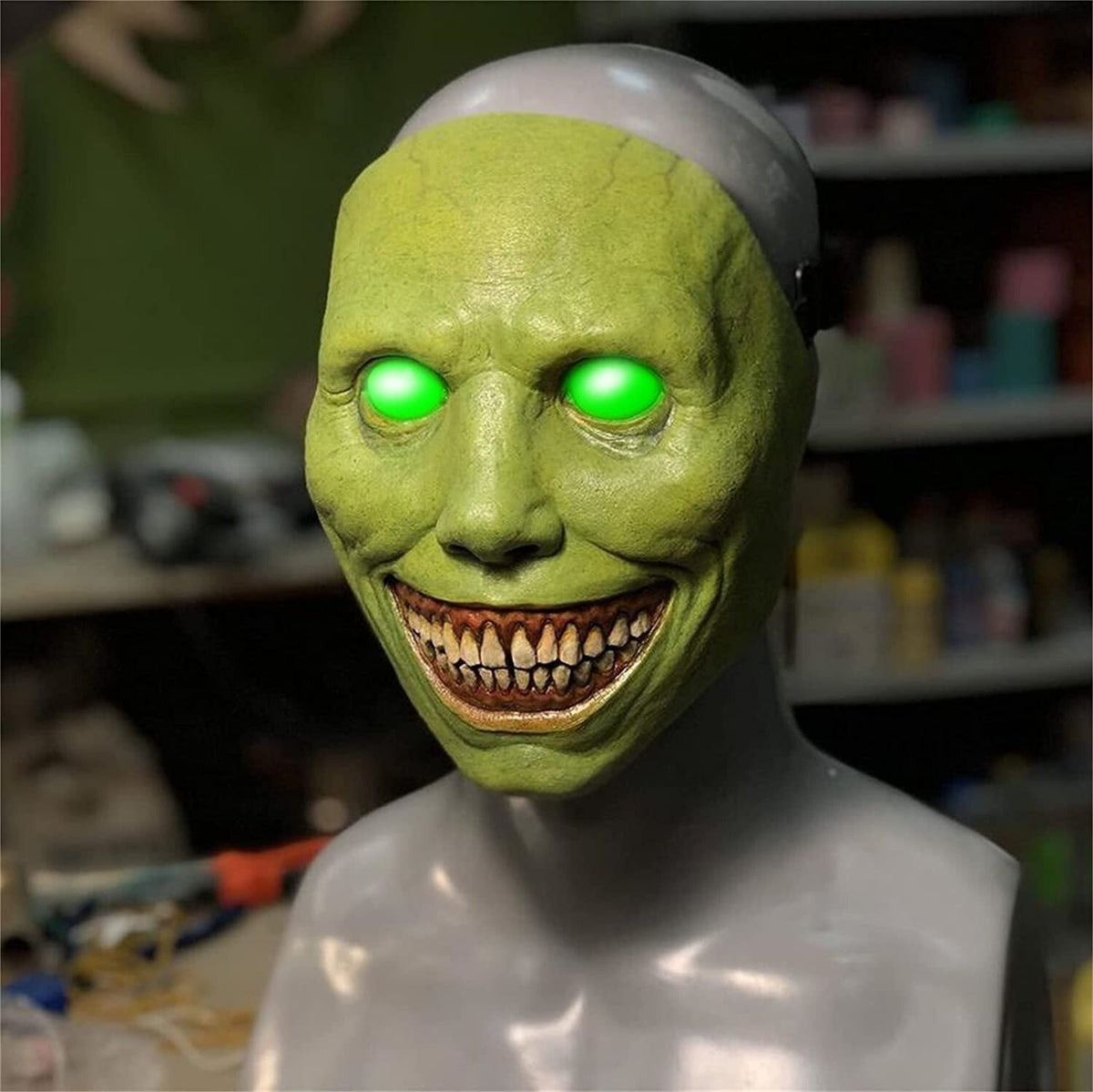 Terrifying Halloween Mask, Smiling Demon Latex Mask for Adults, Creepy Mask for Parties and Cosplay, LED Versions Also A