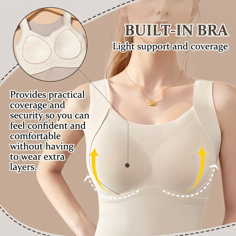 Thermal Tank Top with Built-In Bra | Shaping & Seamless | Warm & Comfortable