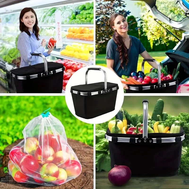 ThermaTrip Folding Basket – Insulated Picnic Basket with Aluminium Foil & Carry Handle
