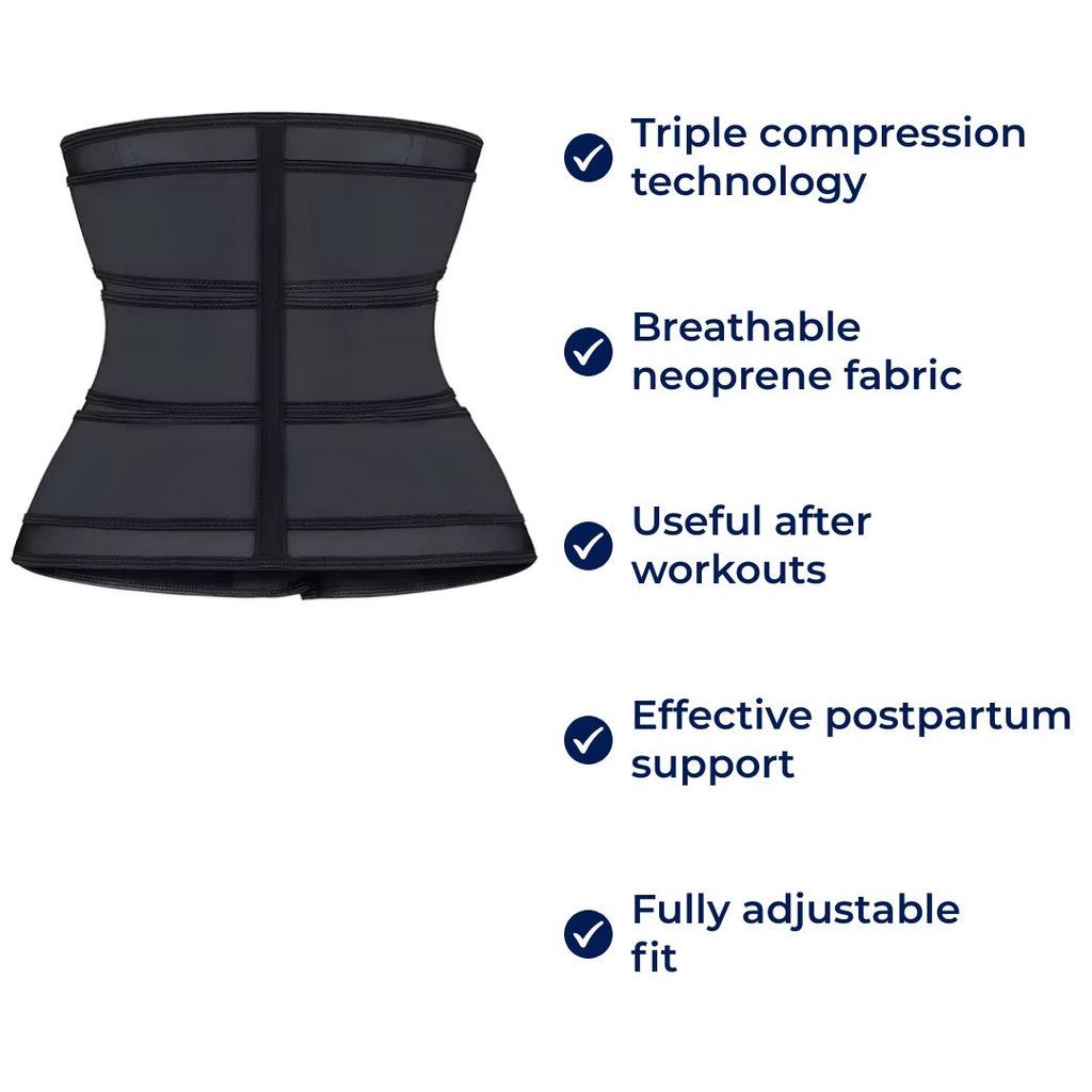 ThermoCore | Waist Trainer Belt – Triple Compression – Breathable Neoprene Fit – Post‑Workout & Postpartum Use Bonerosho