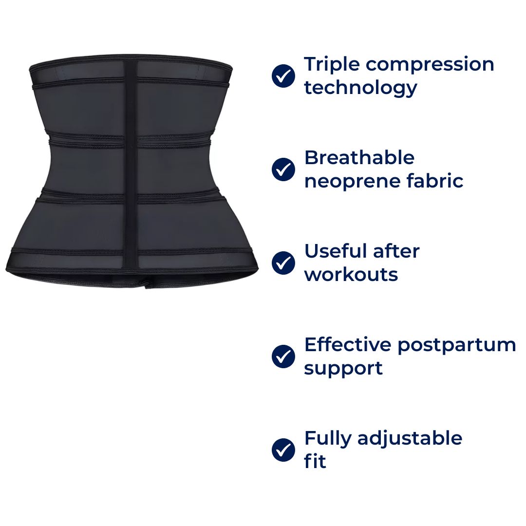 ThermoCore | Waist Trainer Belt – Triple Compression – Breathable Neoprene Fit – Post‑Workout & Postpartum Use Bonerosho