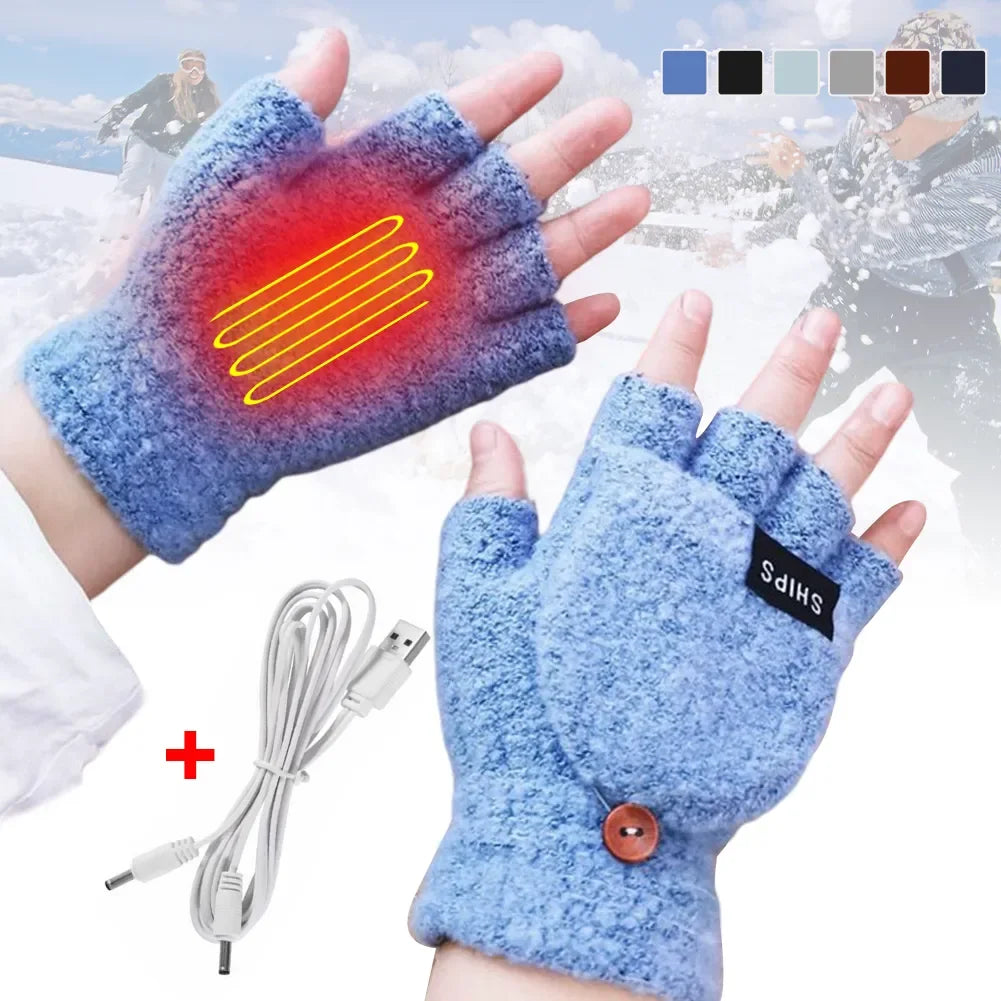 ThermoLoom USB Heated Gloves – 3 Heat Levels, Soft Knit, Unisex One Size
