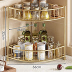 Three-Tier Rounded Corner Kitchen Storage Rack with Raised Rails and Mesh Shelves