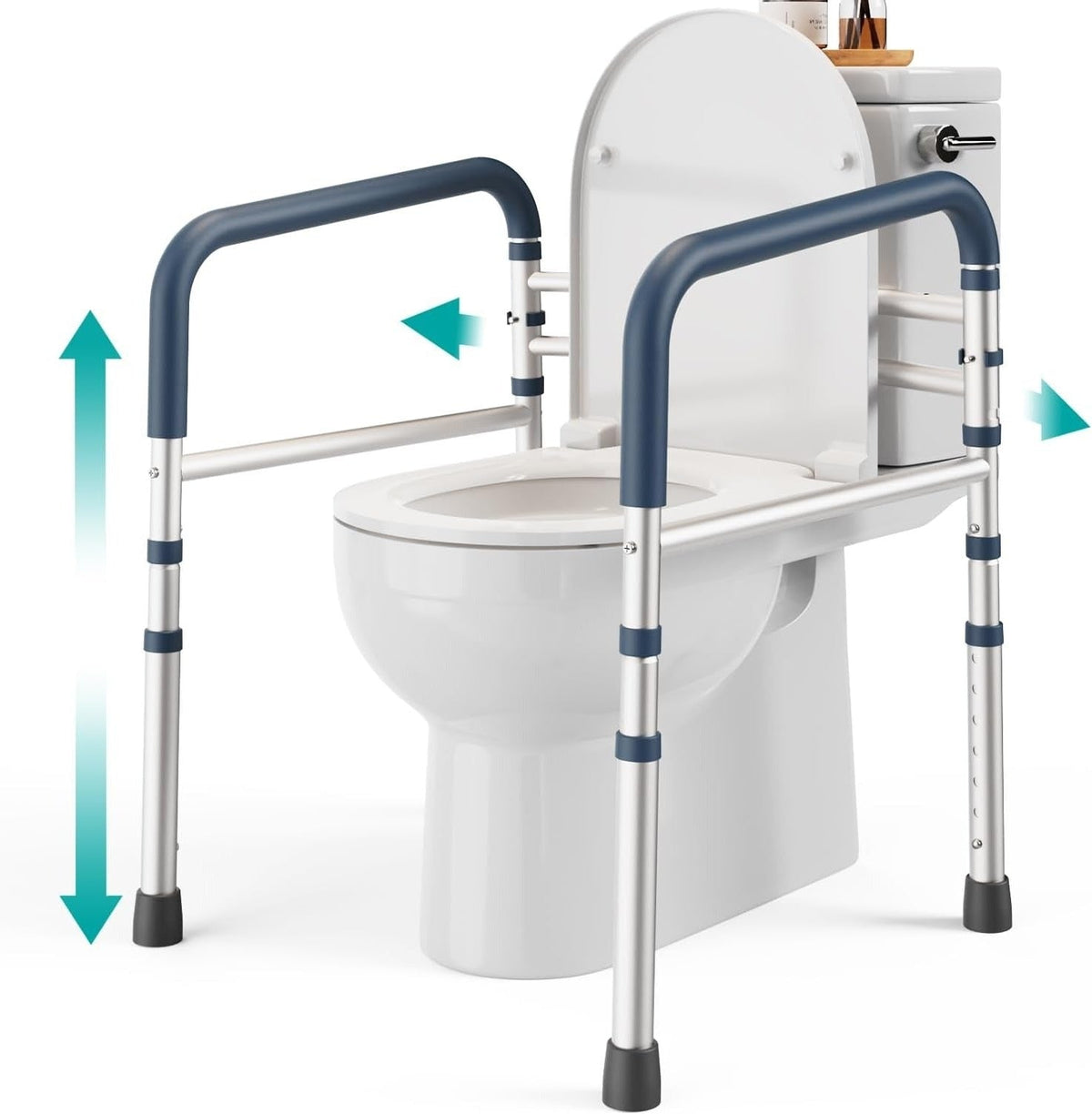 Toilet Safety Rail Frame, Adjustable Height and Width, 159 kg Capacity