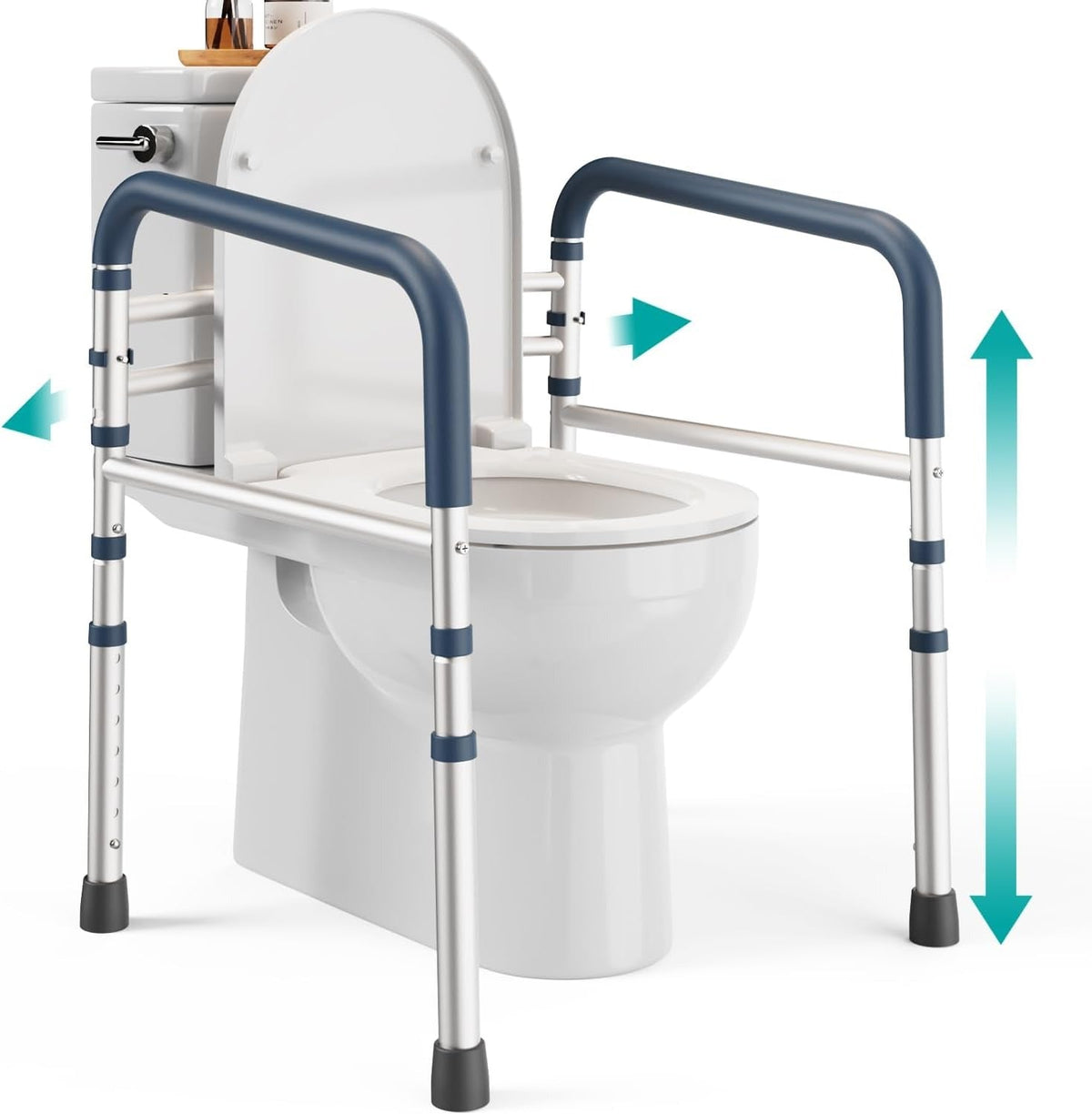 Toilet Safety Rail Frame, Adjustable Height and Width, 159 kg Capacity