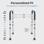 Toilet Safety Rail Frame, Adjustable Height and Width, 159 kg Capacity