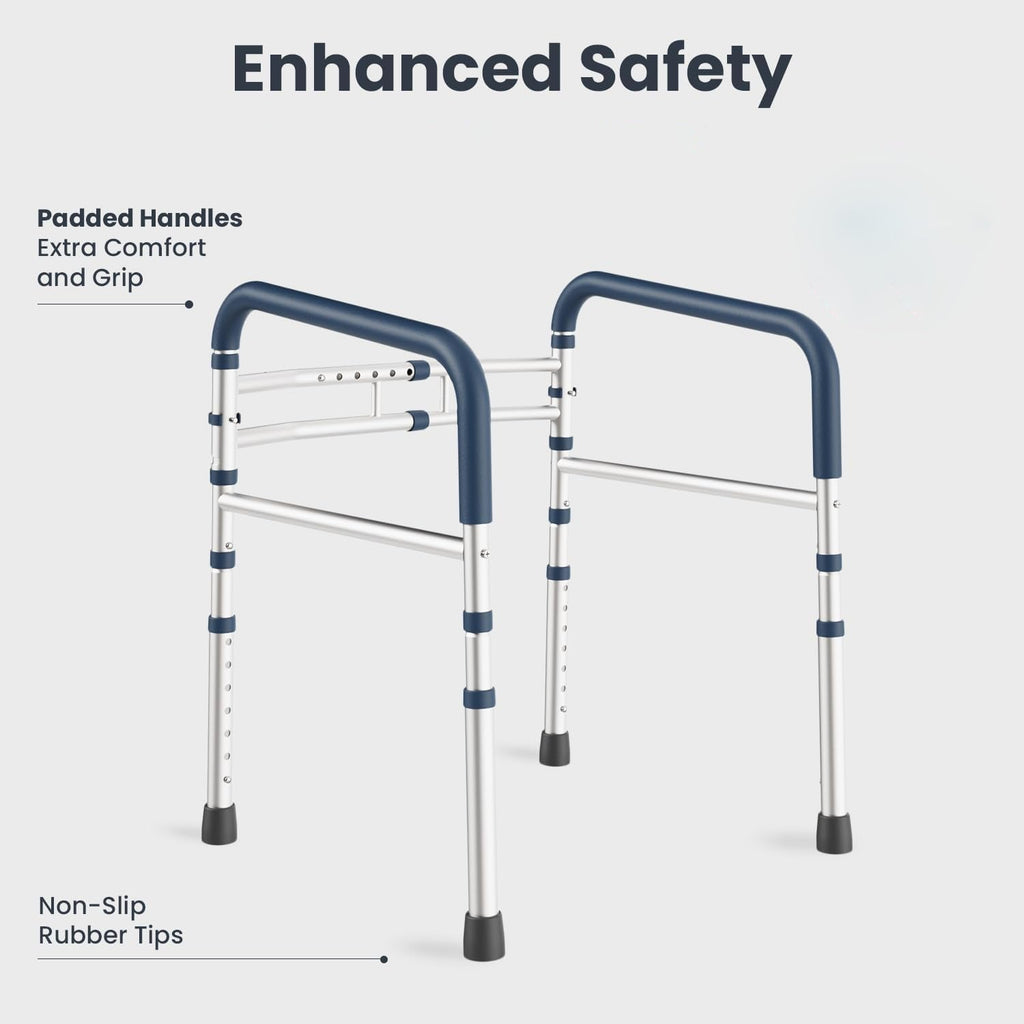 Toilet Safety Rail Frame, Adjustable Height and Width, 159 kg Capacity