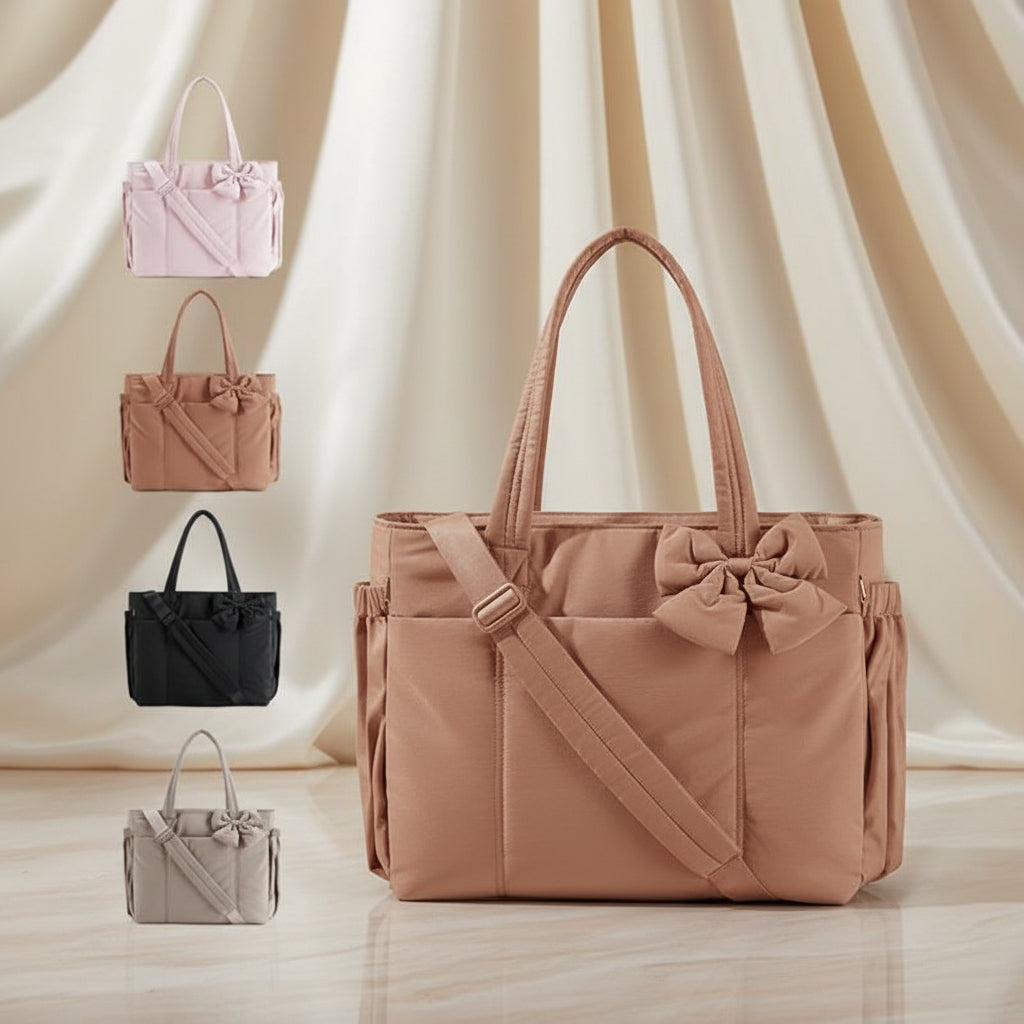 Tote Bag Women's Bow Nylon Shoulder Handbag Work Travel