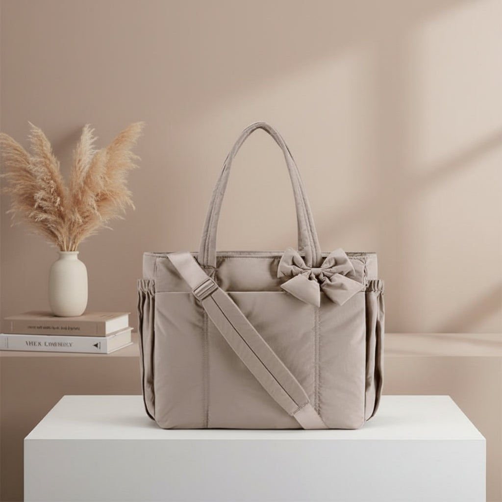 Tote Bag Women's Bow Nylon Shoulder Handbag Work Travel