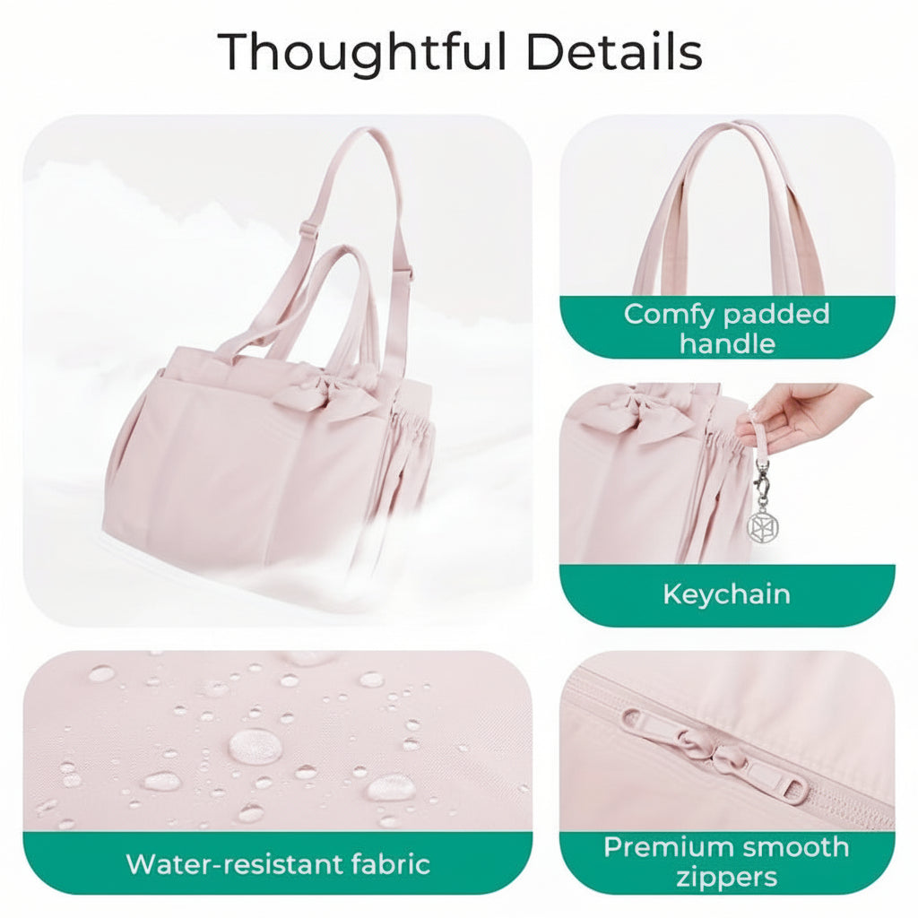 Tote Bag Women's Bow Nylon Shoulder Handbag Work Travel