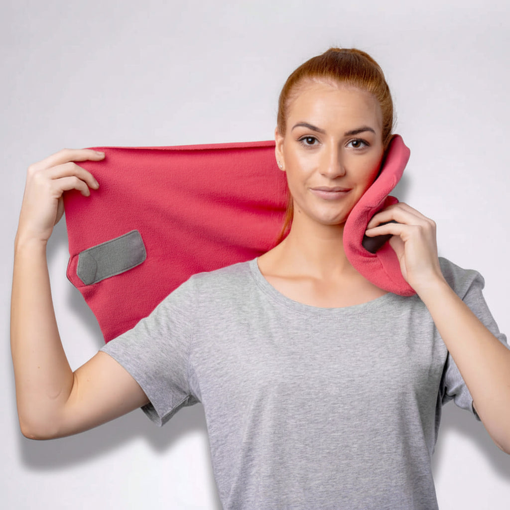 Travel Neck Pillow with Wraparound Support for Plane and Car