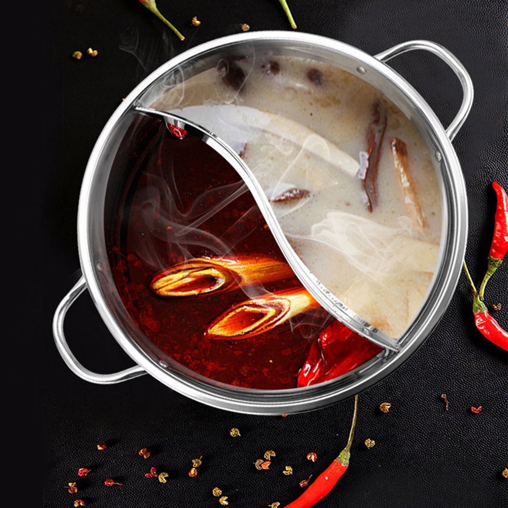 Twin Divided Stainless Steel Hot Pot Pan