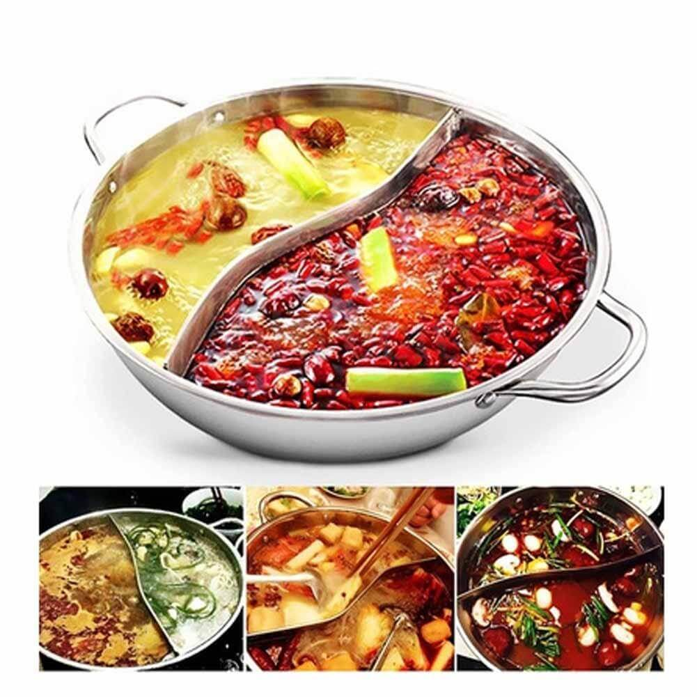 Twin Divided Stainless Steel Hot Pot Pan