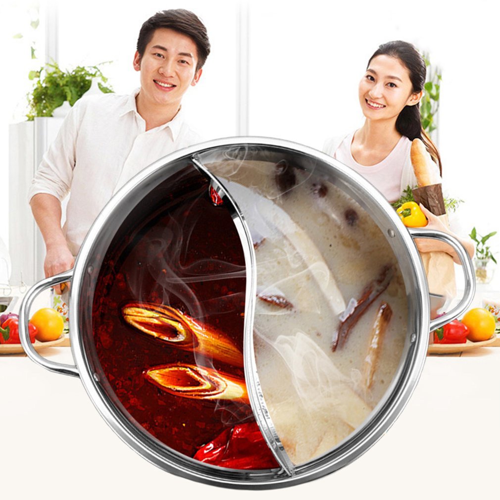 Twin Divided Stainless Steel Hot Pot Pan