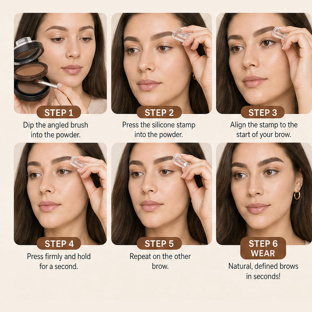 Two-Tone Waterproof Eyebrow Powder Stamp for Natural Full Brows in Seconds