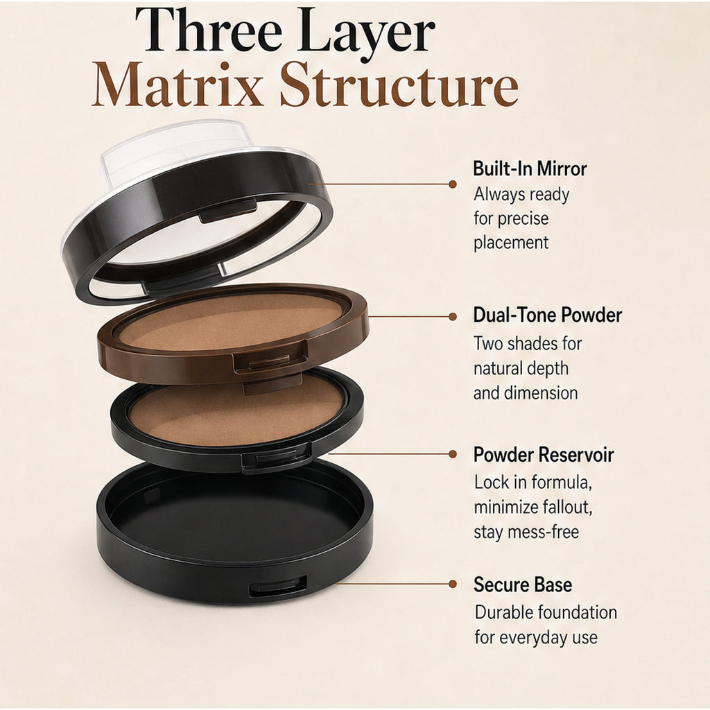Two-Tone Waterproof Eyebrow Powder Stamp for Natural Full Brows in Seconds