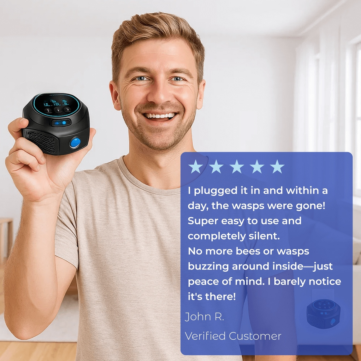 Boneroshop | Ultrasonic Bee & Wasp Repellent Device | Chemical-Free. 360° Coverage for Home & Outdoor Pest Control