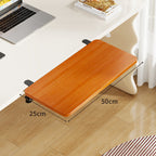 Under-Desk Bamboo Slide-Out Work Surface Clamp-Mounted Keyboard & Mouse Platform
