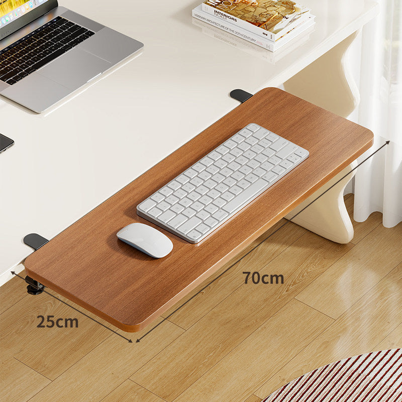 Under-Desk Bamboo Slide-Out Work Surface Clamp-Mounted Keyboard & Mouse Platform