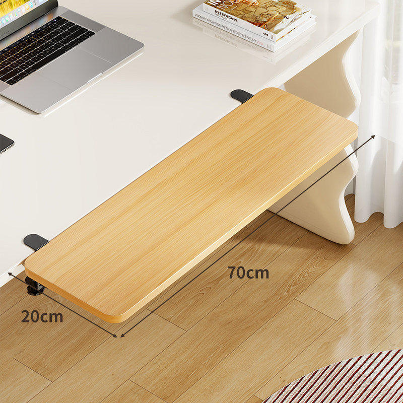 Under-Desk Bamboo Slide-Out Work Surface Clamp-Mounted Keyboard & Mouse Platform
