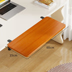 Under-Desk Bamboo Slide-Out Work Surface Clamp-Mounted Keyboard & Mouse Platform