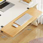 Under-Desk Bamboo Slide-Out Work Surface Clamp-Mounted Keyboard & Mouse Platform