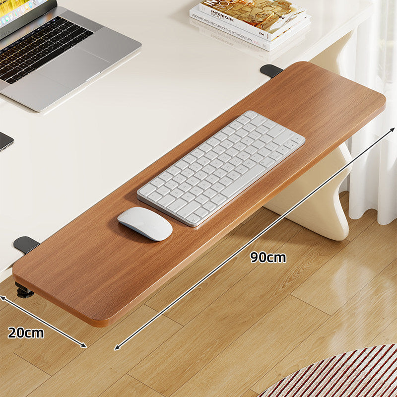 Under-Desk Bamboo Slide-Out Work Surface Clamp-Mounted Keyboard & Mouse Platform