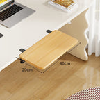 Under-Desk Bamboo Slide-Out Work Surface Clamp-Mounted Keyboard & Mouse Platform