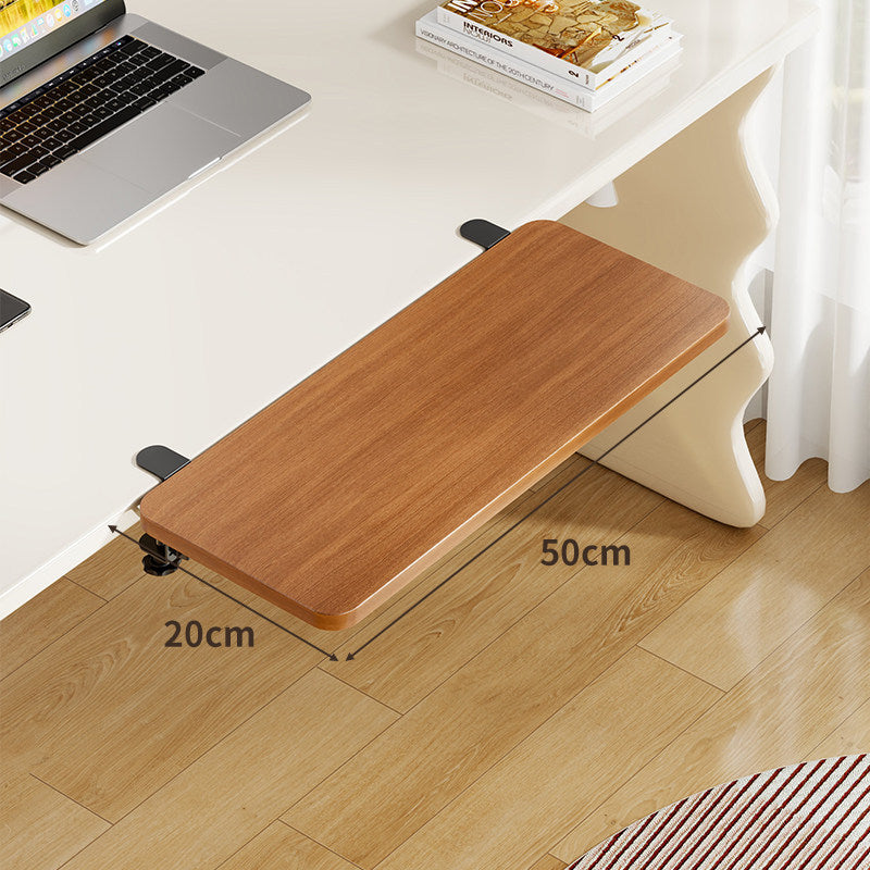 Under-Desk Bamboo Slide-Out Work Surface Clamp-Mounted Keyboard & Mouse Platform