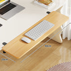 Under-Desk Bamboo Slide-Out Work Surface Clamp-Mounted Keyboard & Mouse Platform