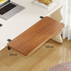 Under-Desk Bamboo Slide-Out Work Surface Clamp-Mounted Keyboard & Mouse Platform