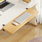 Under-Desk Bamboo Slide-Out Work Surface Clamp-Mounted Keyboard & Mouse Platform