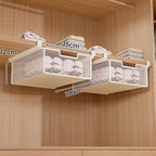 Under-Shelf Pull-Out Metal Mesh Closet Basket Organiser with Clamp Rail