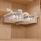 Under-Shelf Pull-Out Metal Mesh Closet Basket Organiser with Clamp Rail